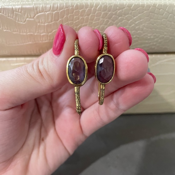 Purple and gold earrings - Picture 1 of 4